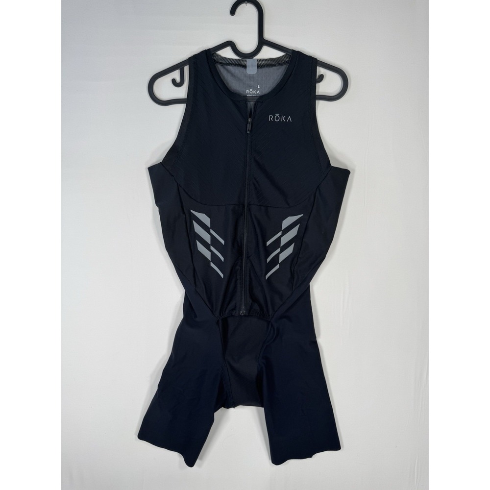 Roka Men's Gen II Elite Aero Short Sleeveless Tri Suit LARGE Black Triathlon